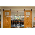 Interior wood partition design glass insert wooden barn door